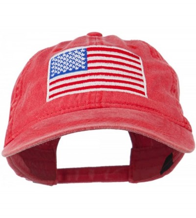 Baseball Caps American Flag Embroidered Washed Cap - Red - C611MJ3NIEX $29.72