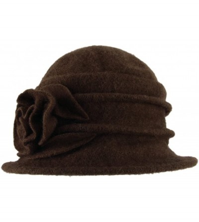Bucket Hats Women's Elegent Floral Trimmed Wool Blend Cloche Winter Hat Party Hearwear - Coffee - CF12O2QW3SM $19.19