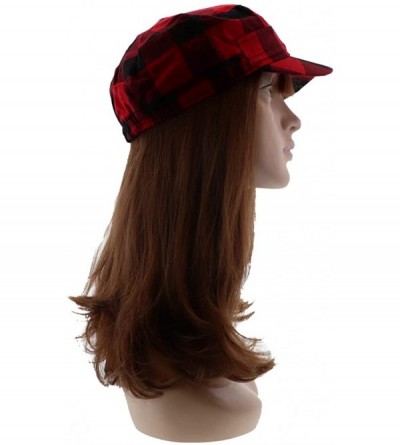 Newsboy Caps Plaid Hat with Buckle Newsboy Cap for Women - Red - CS18HXAH2CI $11.41