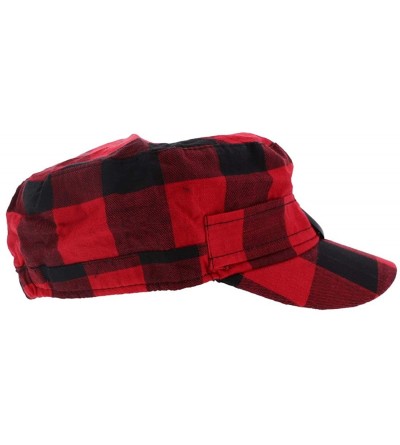Newsboy Caps Plaid Hat with Buckle Newsboy Cap for Women - Red - CS18HXAH2CI $11.41