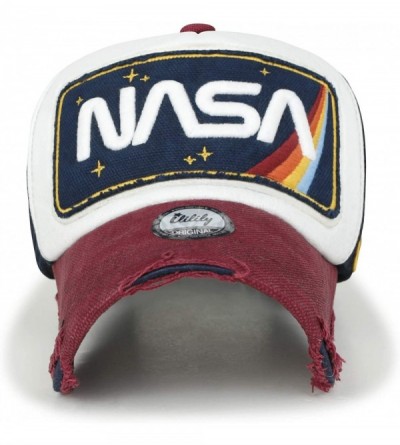 Baseball Caps NASA Worm Logo Embroidery Baseball Cap Rainbow Mesh Snap Back Trucker Hat - Red Bill - CD195AKE5WU $29.86