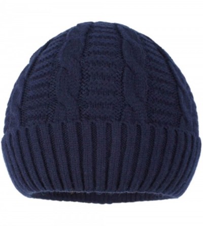 Skullies & Beanies Unisex Men's Warm Winter Hats Cable Knit Cuff Beanie Skull Watch Cap - Navy - C618Z8IHKUH $22.07