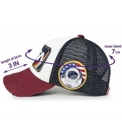 Baseball Caps NASA Worm Logo Embroidery Baseball Cap Rainbow Mesh Snap Back Trucker Hat - Red Bill - CD195AKE5WU $29.86