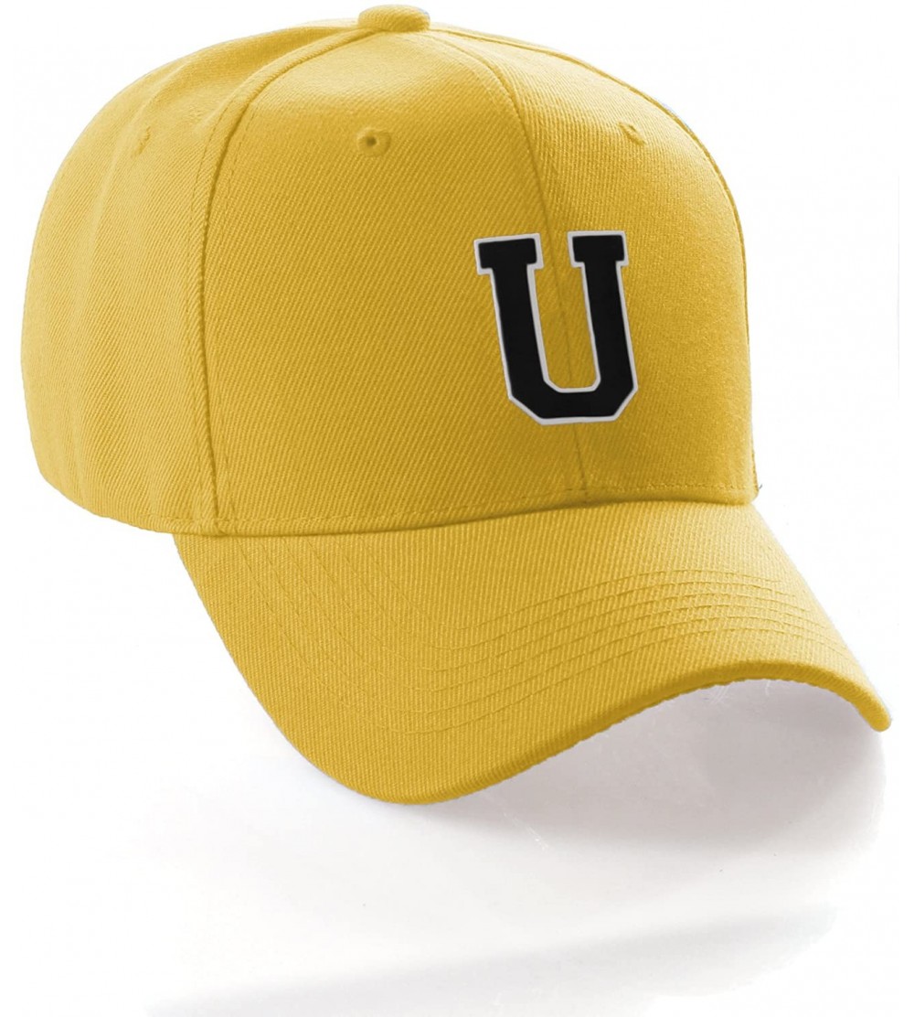 Baseball Caps Classic Baseball Hat Custom A to Z Initial Team Letter- Yellow Cap White Black - Letter U - C918IDY97WX $10.62