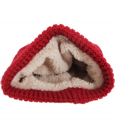 Skullies & Beanies Ladies/Womens Cable Knit Fleece Lined Winter Beanie Hat - Red - CQ120EELJ4T $10.97