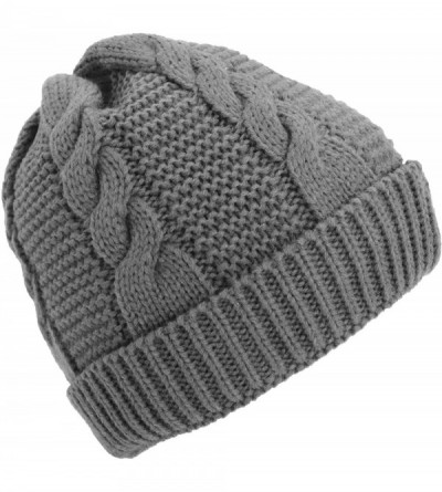 Skullies & Beanies Ladies/Womens Cable Knit Fleece Lined Winter Beanie Hat - Red - CQ120EELJ4T $10.97