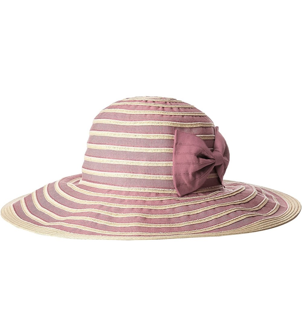 Sun Hats Women's Washed Paper and Ribbom Sunbrim Packable Hat with Bow - Blush - CJ126ATCEC7 $64.22