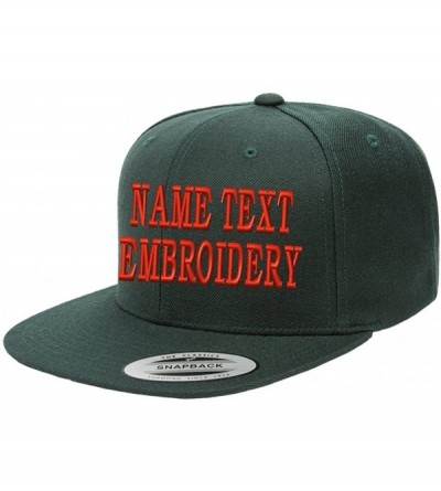 Baseball Caps Yupoong Snapback Hat Custom Flat Embroidery Cap Personalized Name Text Flat Bill Wool - Dark Green - CA180K8U6H...