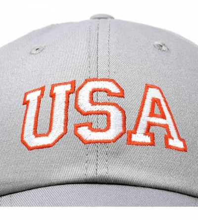Baseball Caps USA Baseball Cap Flag Hat Team US America Navy Red White Blue Gray Khaki Black - Gray - CY18D6CN6YL $12.42