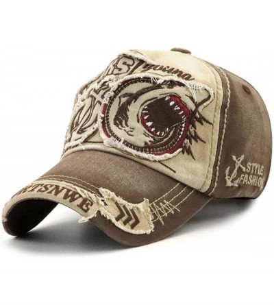 Baseball Caps Unisex Vintage Distressed Washed Cotton Baseball Hat Cap for Men Women - Coffee - CL18SKNHX5N $20.08