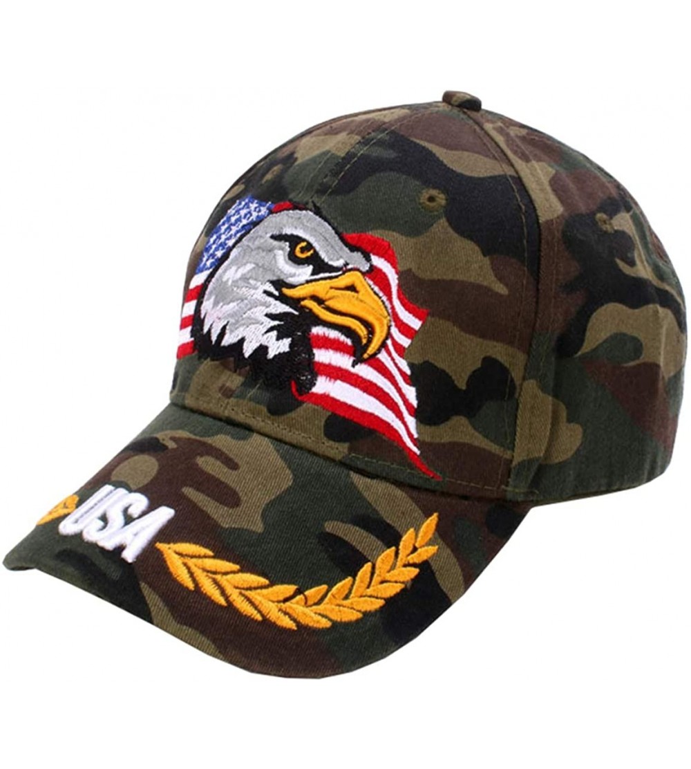 Baseball Caps USA-Flag Eagles-Hat American Baseball-Cap Embroidered - Camo__1 - CF18Q0RQ7AK $16.21
