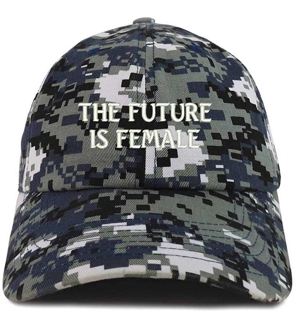 Baseball Caps The Future is Female Embroidered Low Profile Adjustable Cap Dad Hat - Navy Digital Camo - CX18TUE6YWW $17.94