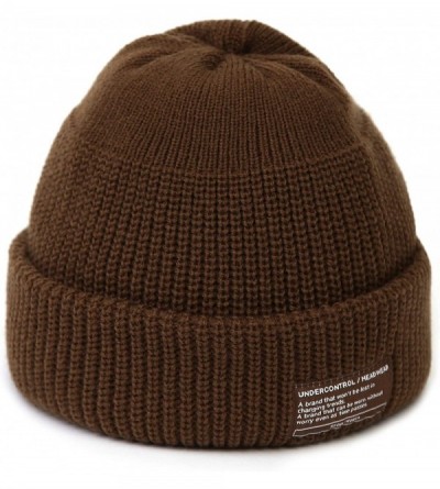 Skullies & Beanies Winter Fisherman Beanie Free Size Men Women - Unisex Stylish Plain Skull Hat Watch Cap -12 Color - Brown -...