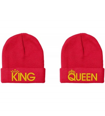 Skullies & Beanies King & Queen- Couple Matching- Warm & Stylish 12 inch Long Unfolded Beanie - Red - CF18LNHATQL $27.86