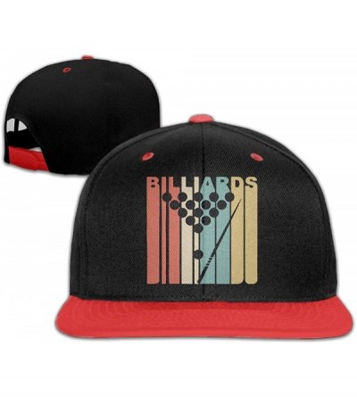 Baseball Caps Mens/Womens Hip-hop Hats Vintage Style Billiards Adjustable Flat Peaked Baseball Cap - Red - CX18HN0QTXN $15.42