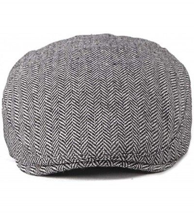 Newsboy Caps Men Cotton Flat-Cap Irish Newsboy-Hat Cabbie Gatsby Beret - Black+white - CB18NLS2LKN $13.12