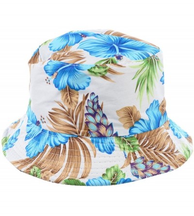 Bucket Hats Packable Reversible Black Printed Fisherman Bucket Sun Hat- Many Patterns - Vintage Flower Blue - CB18EE0438D $9.96
