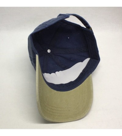 Baseball Caps Vintage Washed Dyed Cotton Twill Low Profile Adjustable Baseball Cap - Khaki/Navy - CP189YUAL6C $10.26
