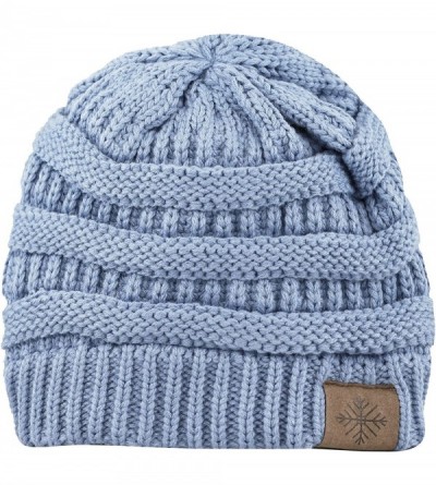 Skullies & Beanies Unisex Winter Chunky Soft Cable Knit Beanie Winter Hat - Blue - CB12MY50JYI $8.98