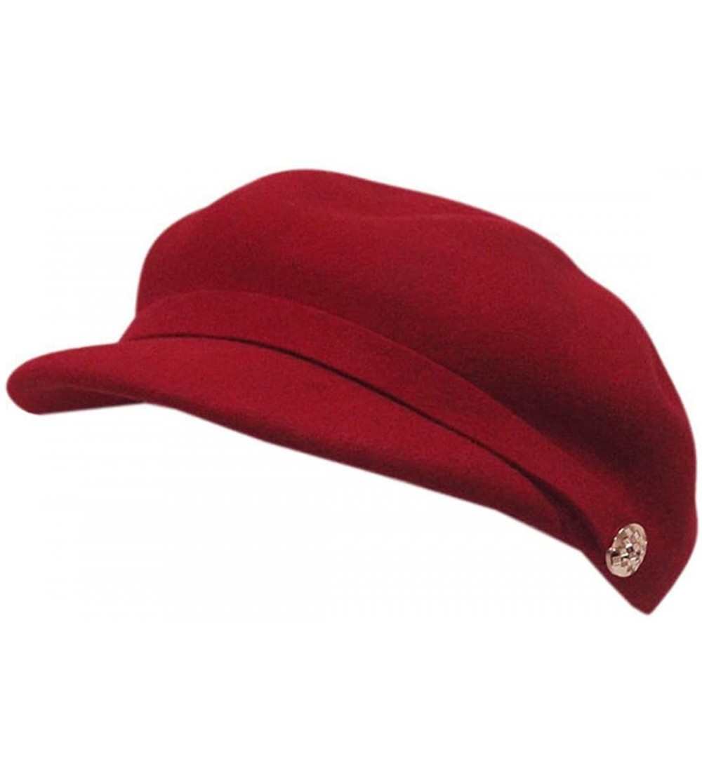 Berets Womens French Artist Painter Newsboy Flat Solid Cap with Short Brim - Red 2 - CP186YDQ5QX $32.12