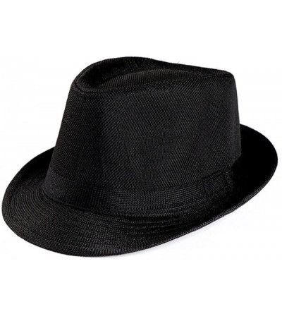 Sun Hats 2020 Unisex Top Gangster Cap Beach Sun Straw Hat Band Sunhat Outdoor Cap - Black - CQ1955NMD9Z $8.33