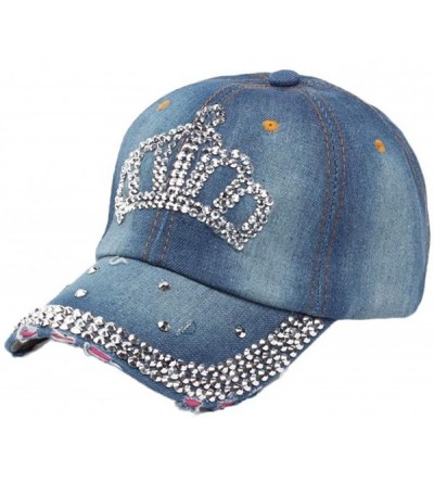 Baseball Caps Caps- Vintage Women Diamond Jean Hat Denim Baseball Flat Cap - B - CC12GGTV62B $17.03