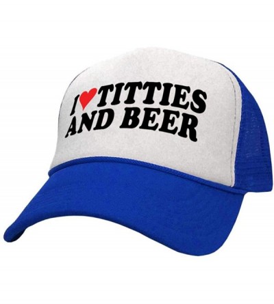 Baseball Caps I Heart Titties and Beer - Boobs and Alcohol - Trucker Style Retro Hat - Blue - CP18YSKCLGO $9.82