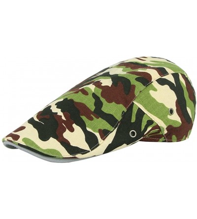 Newsboy Caps Men Camouflage Newsboy Hat Beret Ivy Cap Flat Gatsby Cap Lightweight Driving Hats - Green - CP18QEEYK6C $8.90
