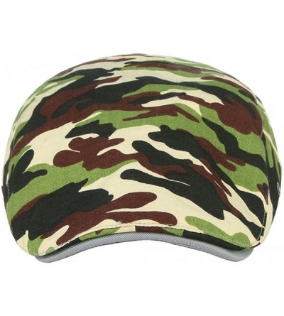Newsboy Caps Men Camouflage Newsboy Hat Beret Ivy Cap Flat Gatsby Cap Lightweight Driving Hats - Green - CP18QEEYK6C $8.90
