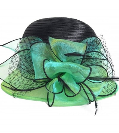 Bucket Hats Kentucky Derby Dress Church Cloche Hat Sweet Cute Floral Bucket Hat - Green - CI17WW7DZUA $45.20