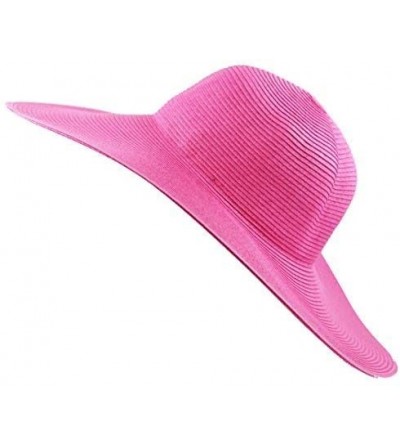 Sun Hats Women's Large Wide Brim Floppy Beach Sun Visor Shade Straw Hat Cap - Fuchsia - C912HTUPE6P $30.59