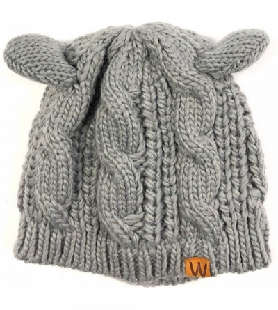 Skullies & Beanies Winter Warm Cable Knit Cat Ears Beanie - Gray - CI180G64MKI $9.63