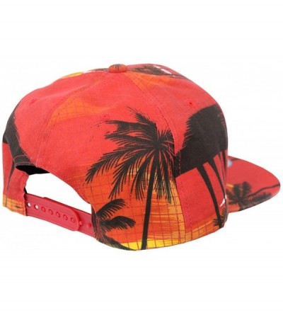 Baseball Caps Tropical Hawaiian Palm Print Cap Snapback Flat Bill Adjustable - Red Sunset - C0129UZDWR5 $14.39