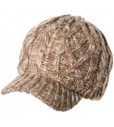 Skullies & Beanies Womens Knit Newsboy Cap Warm Lined Winter Hat 100% Soft Acrylic with Visor - 69242_camel - CB12NGG3BV1 $19.17