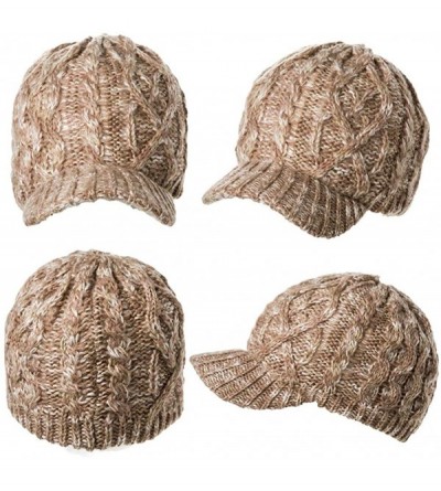 Skullies & Beanies Womens Knit Newsboy Cap Warm Lined Winter Hat 100% Soft Acrylic with Visor - 69242_camel - CB12NGG3BV1 $12.27