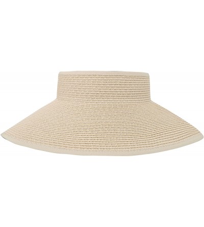 Sun Hats Womens UV Protective Floppy Sun Hat Wide Brim Beach Packable Straw Visor - Off-white - CD1803U6HHE $11.27