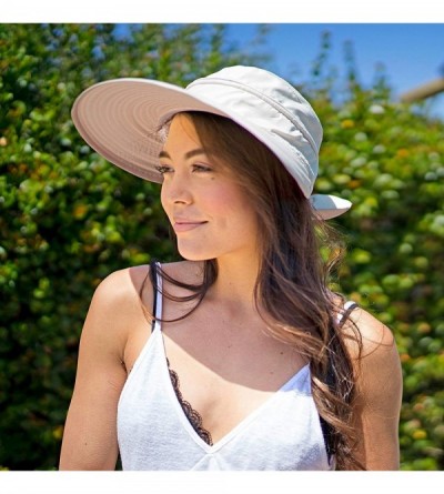 Visors Women's UV Protection Wide Brim Summer 2in1 Visor Sun Hat - Beige - CR12C27ZZYV $15.58