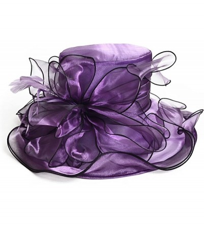 Sun Hats Womens Kentucky Derby Church Dress Wedding Floral Tea Party Hat S056 - Purple - CT12DBCUY15 $20.69