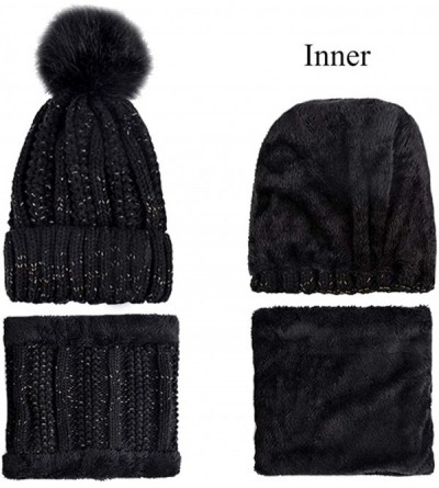 Skullies & Beanies Womens Winter Beanie Hat Scarf Set Warm Fuzzy Knit Hat Neck Scarves - B-navy - C718ZDRO45Z $18.23