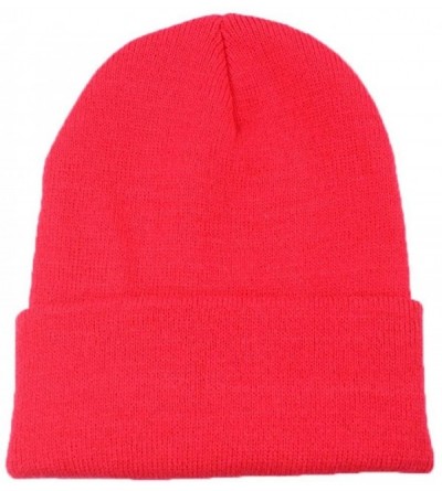 Newsboy Caps Unisex Solid Slouchy Knitting Beanie Warm Cap Ski Hat - Watermelon - CD18ELZO3WG $16.46