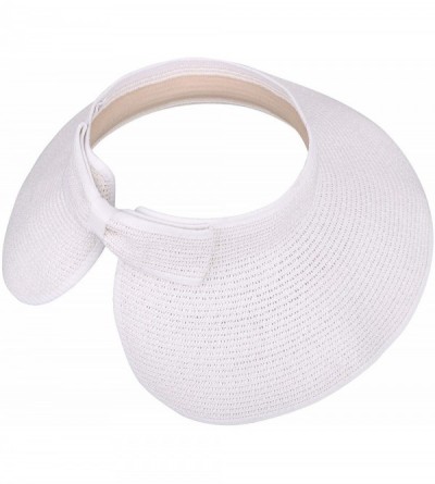 Sun Hats Spring/Summer Classics Edition Straw Roll-able Sun Visor Hat - White - CE18DN272CR $16.21