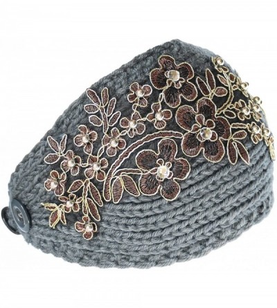 Cold Weather Headbands Winter Headband with Flower Accent - Gray - C512MYBD1RL $11.41