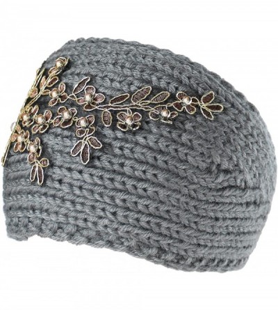 Cold Weather Headbands Winter Headband with Flower Accent - Gray - C512MYBD1RL $11.41