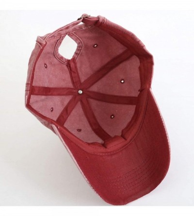 Baseball Caps NeuFashion Ponycap Messy High Bun Ponytail Adjustable Mesh Trucker Baseball Cap Hat for Women - Washed-wine Red...
