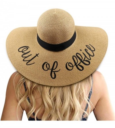 Sun Hats Womens Bowknot Straw Hat Foldable Beach Sun Hat Roll up UPF 50+ - Ae Out of Office - Khaki - CK18TXKD6EW $13.81