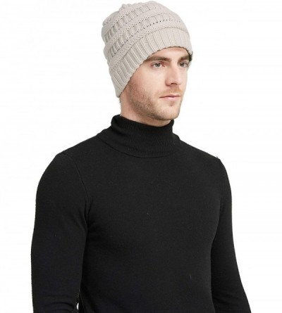 Skullies & Beanies Winter Cable Knit Beanie Hat and Infinity Scarf Set-Men&Women Warm Skull Cap - Light Gray - CZ18K54MO44 $1...