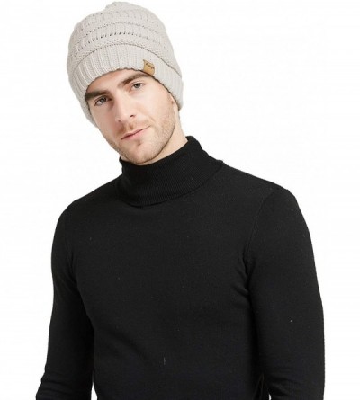 Skullies & Beanies Winter Cable Knit Beanie Hat and Infinity Scarf Set-Men&Women Warm Skull Cap - Light Gray - CZ18K54MO44 $1...