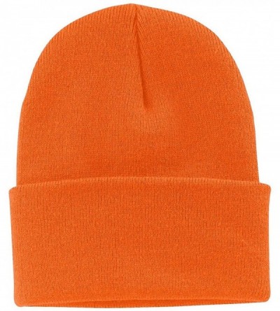 Skullies & Beanies Port Authority Perfect Warm Fleece Anti Pill Beanie - Neon Orange - C412CLDULMR $11.27