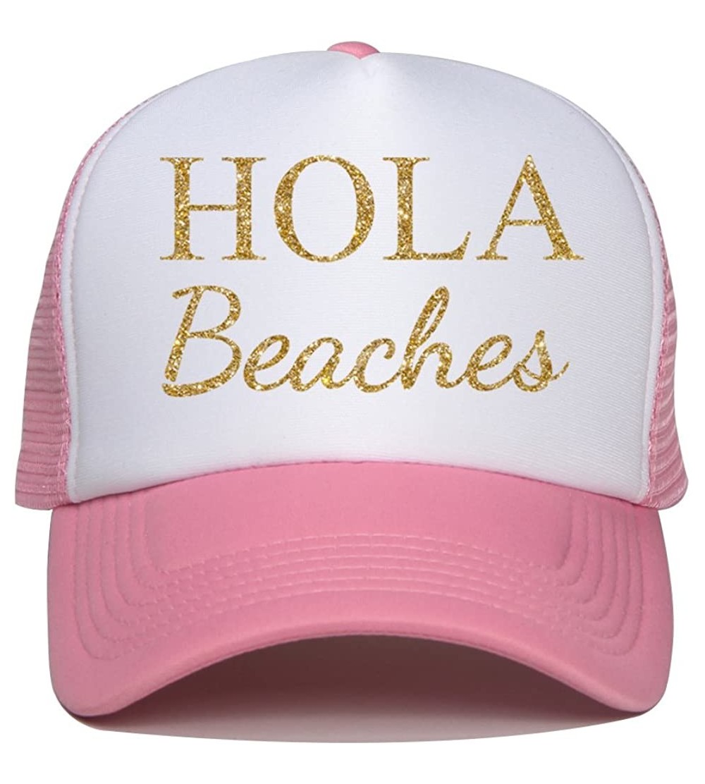 Baseball Caps Trucker Hats for Adult HOLA Beaches Logo Print Snapback Summer Mesh Caps - Pink - CJ18EEES436 $9.94