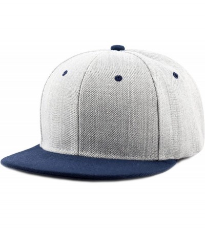 Baseball Caps 1300hg Plain Heather Grey Snapback Cap - Navy2 - CX12E064CVJ $11.15